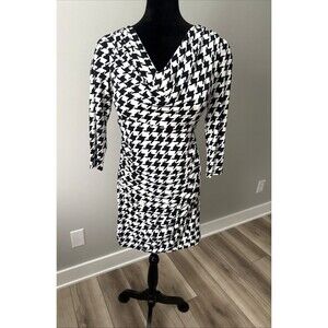 NWT Women's Dress Stretch Midi Dress Size 12 Slimming Rouching Slenderizing NEW